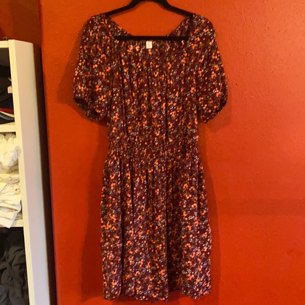 Waist Defined Printed Puff Sleeve Dress